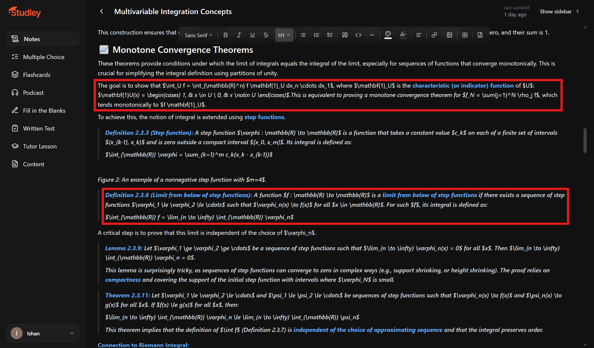 Studley math notes with red annotations marking equations and symbols that fail to render