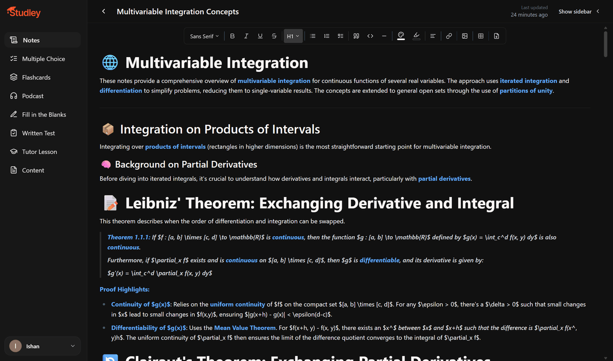 Studley math notes in long dense text blocks with several equations failing to render