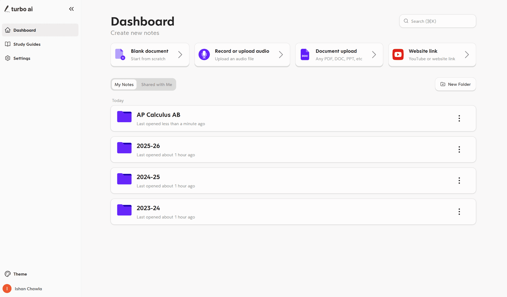 AP Calculus study guide added to the dashboard