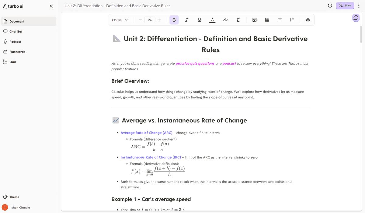 Unit 2: Differentiation