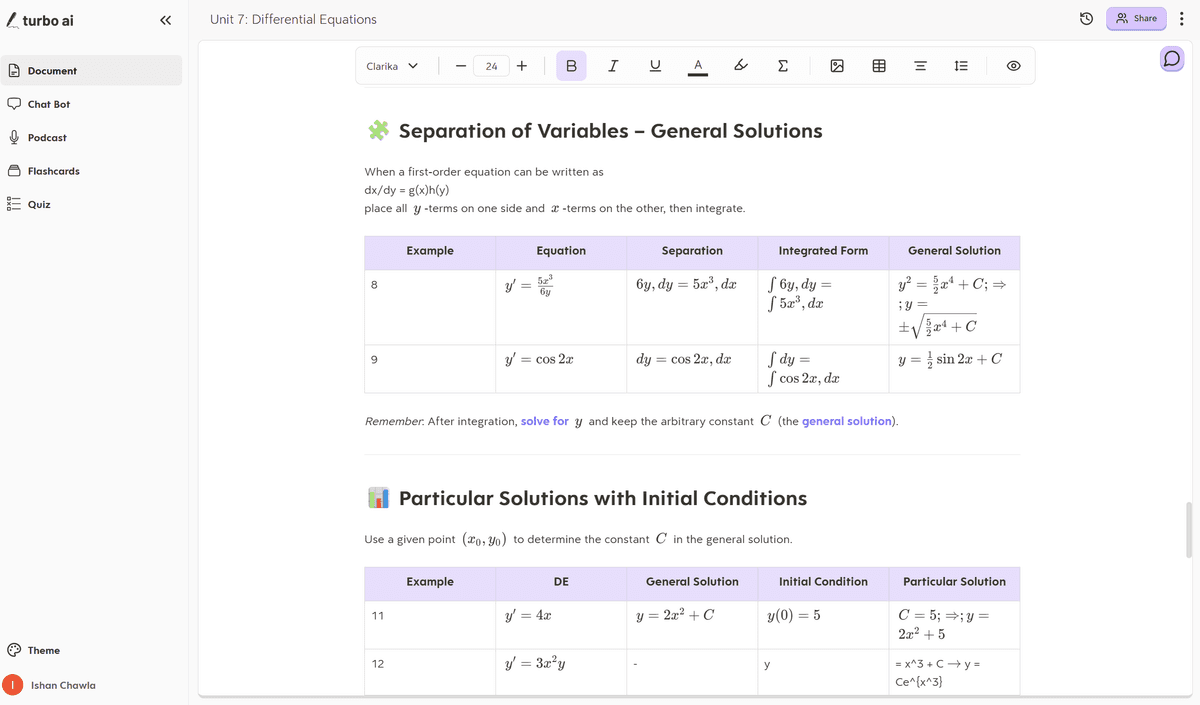 Unit 7: Differential Equations